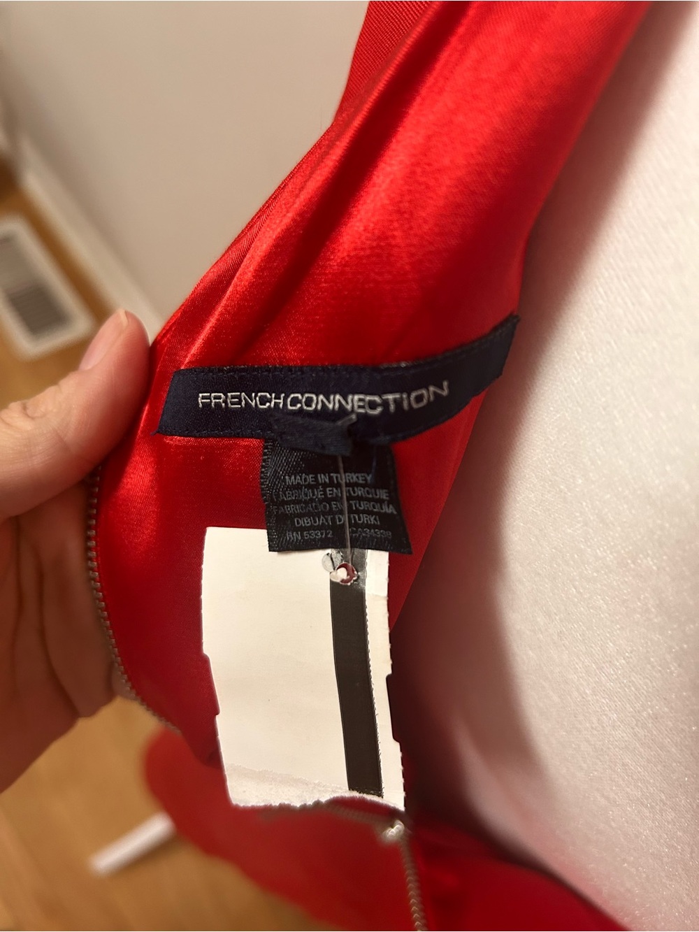 French Connection Red Cutout Bodycon Mini Dress UK 10 US 6 Exposed Zip - Picture 5 of 7